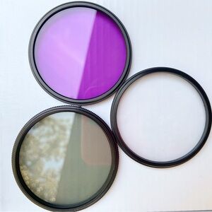 Set of Three Camera Lens Filters 58mm Threaded Filters with Snap Case Storage
